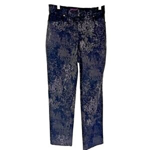 Gloria Vanderbilt Amanda Black Floral Jacquard‎ Jeans Women's Size 4 Goth